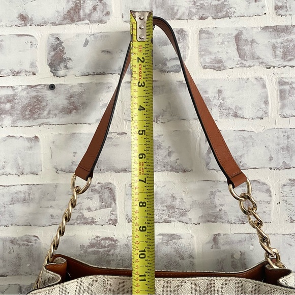 Michael Kors • Lock & Key • Hamilton Medium Leather Logo Satchel • Vanilla - Picture 11 of 14